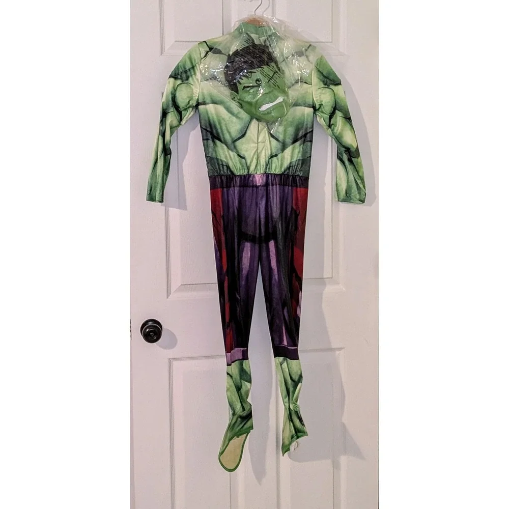 Avengers Hulk Costume Play Jumpsuit with Mask &‎ Gloves Size M 8-10 NEW